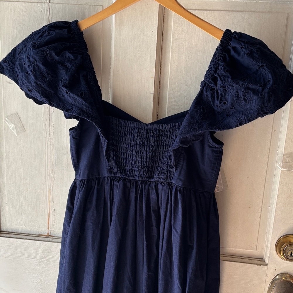 crown & ivy Navy Smocked Eyelet Maxi Dress - Picture 7 of 8